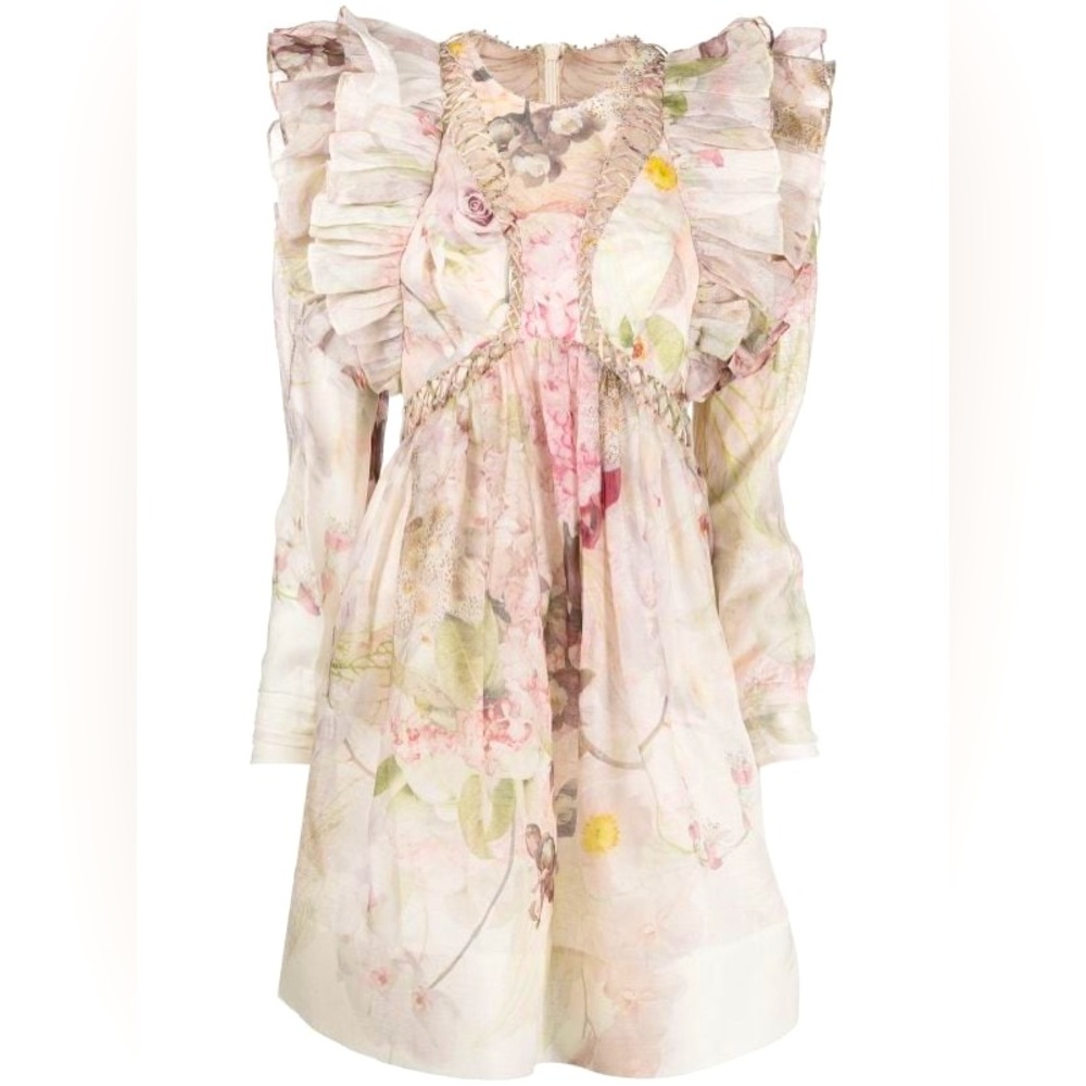 Zimmermann Dancer lace floral ruffle dress in size 0P